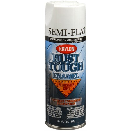 Krylon Rust Tough Enamel Paint, Semi Flat White, 12 oz Can, One Coat Coverage, Low Odor RTA9201